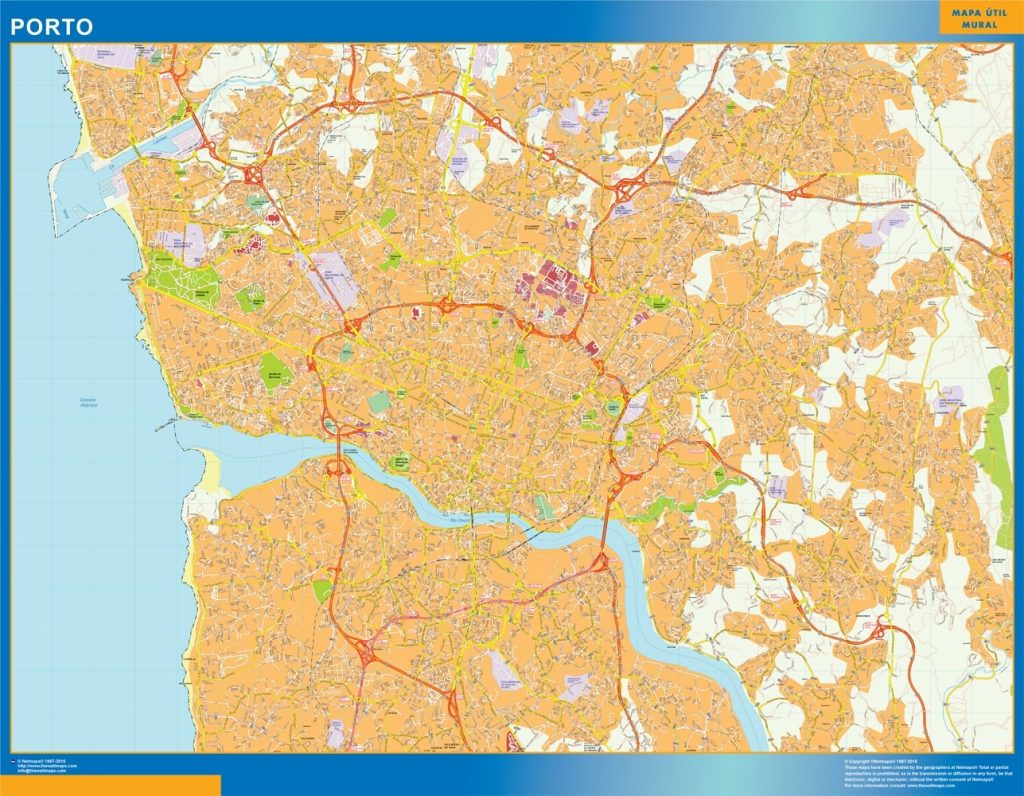 Mapa Porto Portugal de parede